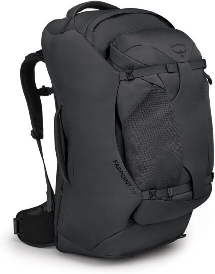 osprey farpoint 70l men's travel grey backpack image