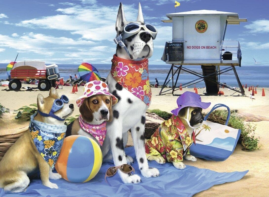 revensburger no dogs on the beach puzzle 100 pieces image