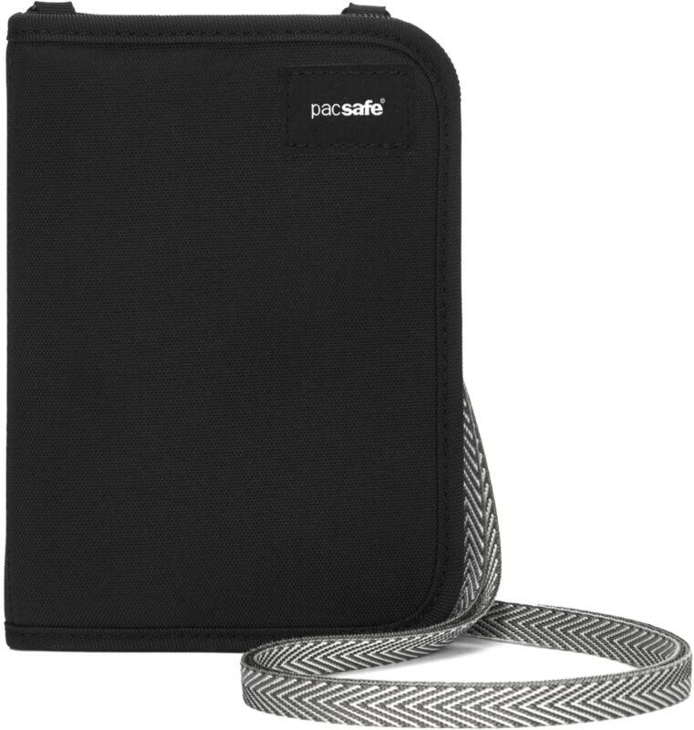 pacsafe rfid v150 anti theft passport wallet black image