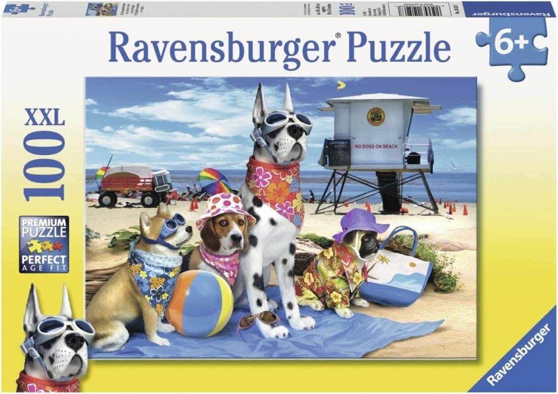 revensburger no dogs on the beach puzzle 100 pieces image
