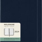 moleskine classic xl 2024 weekly planner hard cover sapphire blue notebook image