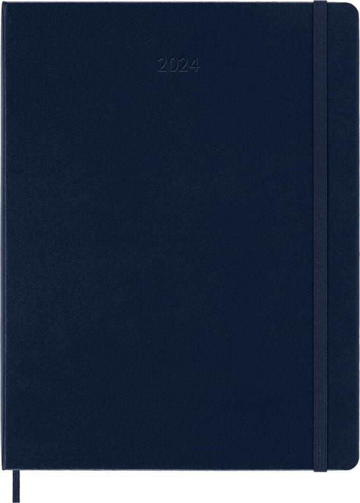 moleskine classic xl 2024 weekly planner hard cover sapphire blue notebook image