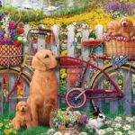 revensburger cute dogs in the garden 500 piece puzzle image