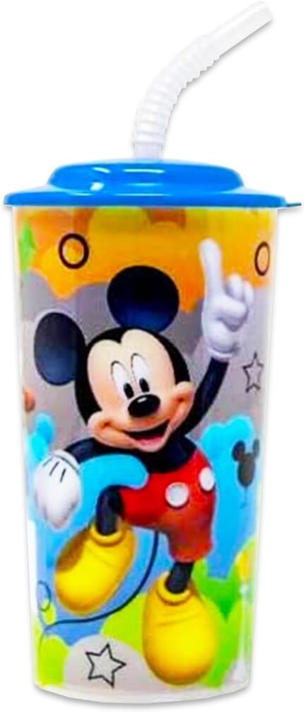 mickey mouse reusable tumbler cup with lid & straw image