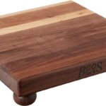 john boos b series square wood cutting board with feet walnut image