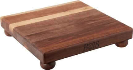 john boos b series square wood cutting board with feet walnut image