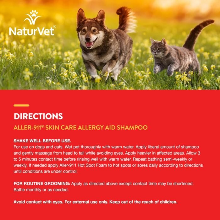 naturvet aller 911 skin care allergy aid pet shampoo with aloe vera bottle image