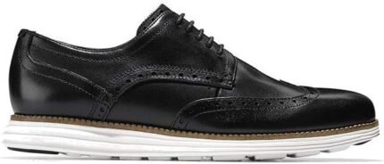 cole haan grand shortwing oxford black leather white 13m image