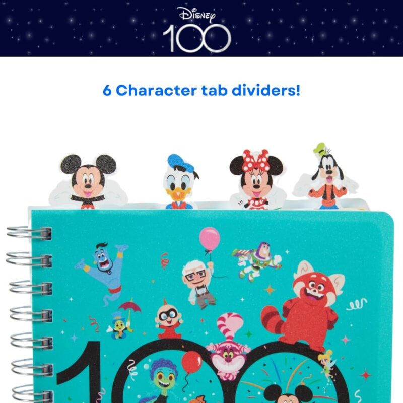 disney 100 anniversary tab journal notebook turquoise book image