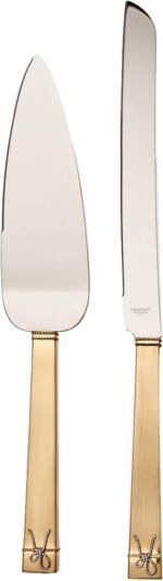 vera wang love knots cake knife and server set gold image