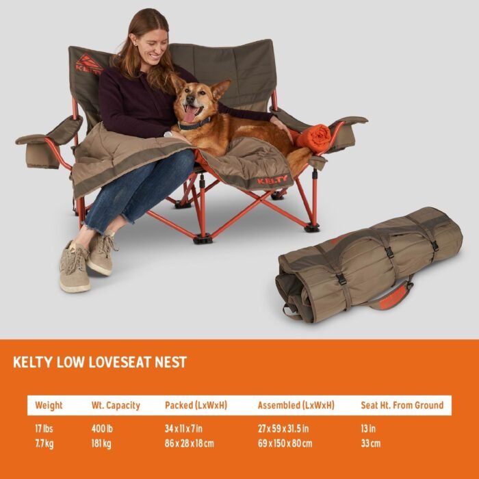 kelty low loveseat nest 2 person chair with blankets beluga image
