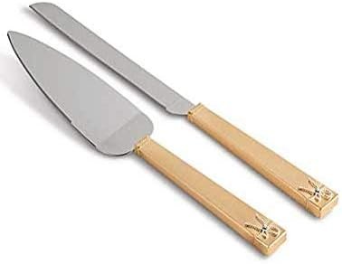vera wang love knots cake knife and server set gold image