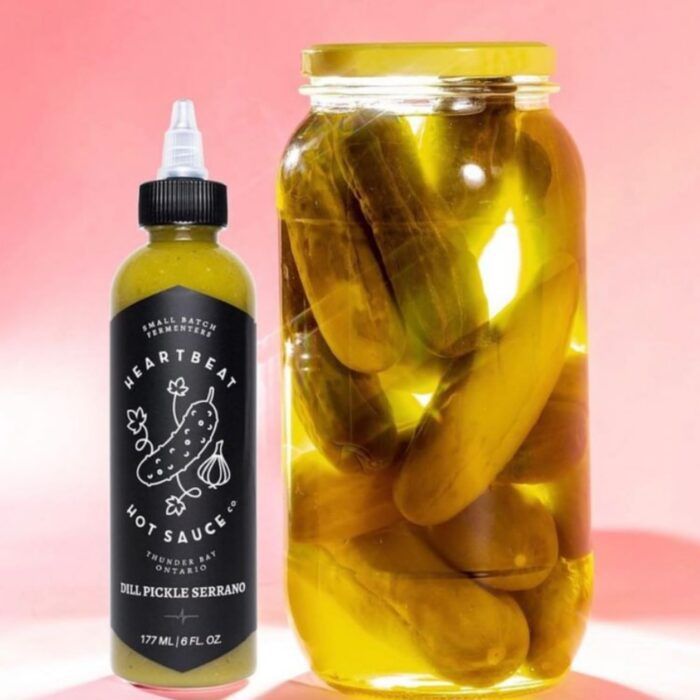 hearbeat dill pickle serrano hot sauce bottle image