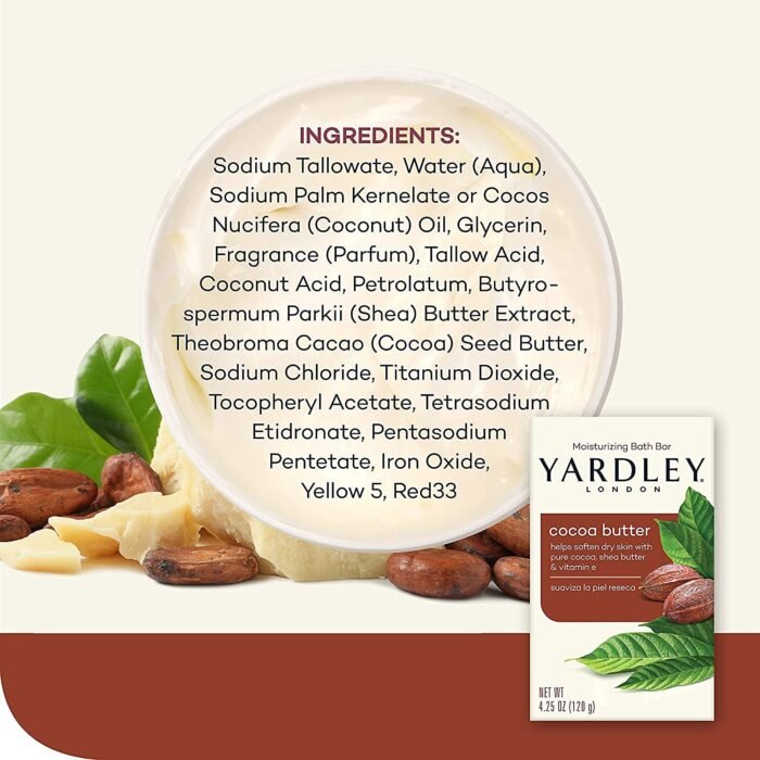 yerdley london moisturizing bath bar cocoa butter pack image