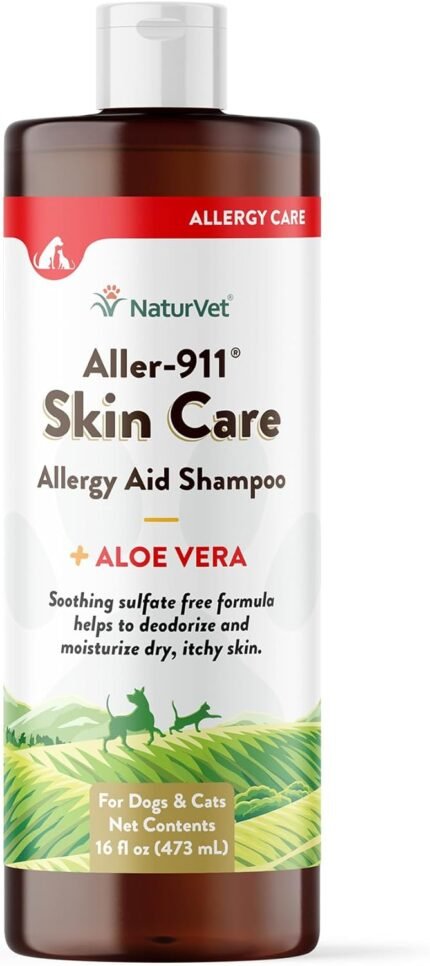 naturvet aller 911 skin care allergy aid pet shampoo with aloe vera bottle image