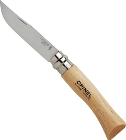 opinel no 07 stainless steel folding knife with beechwood image