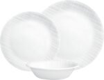 corelle 12 piece linen weave set durable glass dinnerware image