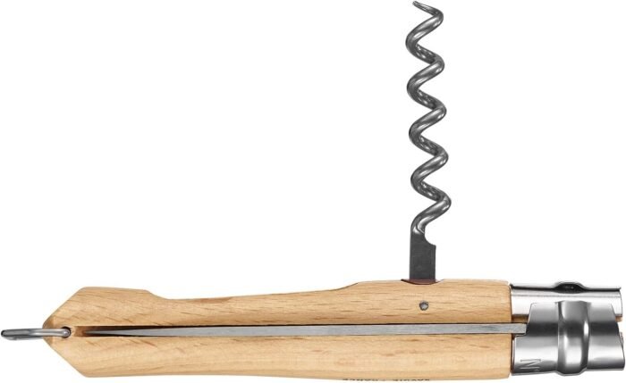 opinel no 10 wine knife stainless steel with corkscrew image