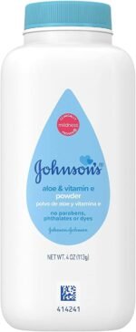 johnsons baby powder with aloe $ vitamin bottle image