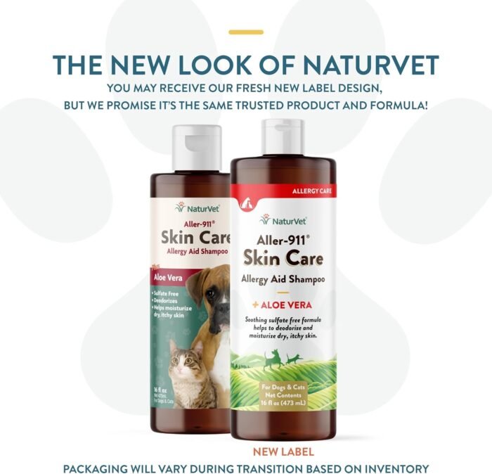 naturvet aller 911 skin care allergy aid pet shampoo with aloe vera bottle image