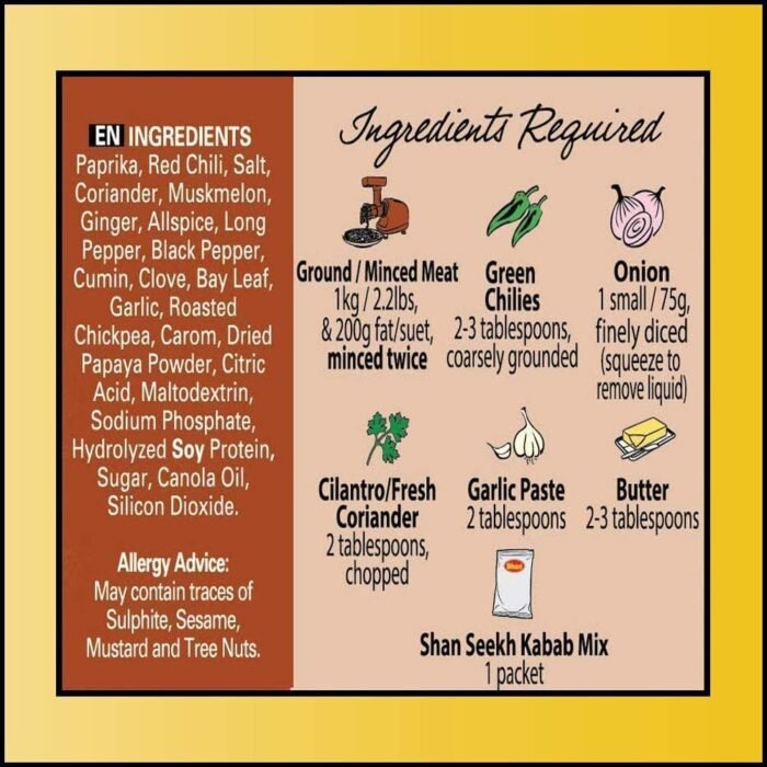 shan seekh kabab seasoning mix pack image