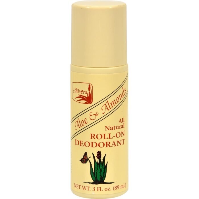 all natural roll on deodorant aloe & almonds bottle image