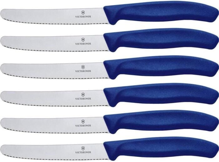 victorinox swiss classic 6 blue tomato and table knife set image