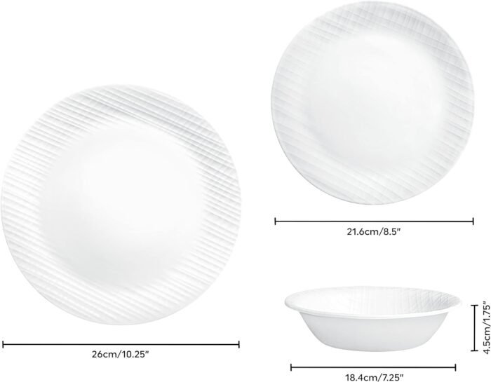 corelle 12 piece linen weave set durable glass dinnerware image