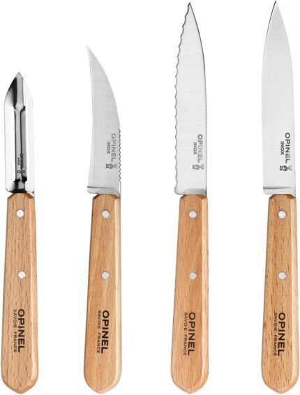 opinel essentials kitchen knives box set natural image