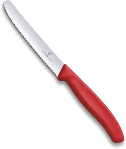 victorinox swiss classic 4.3 serrated tomato red knife image