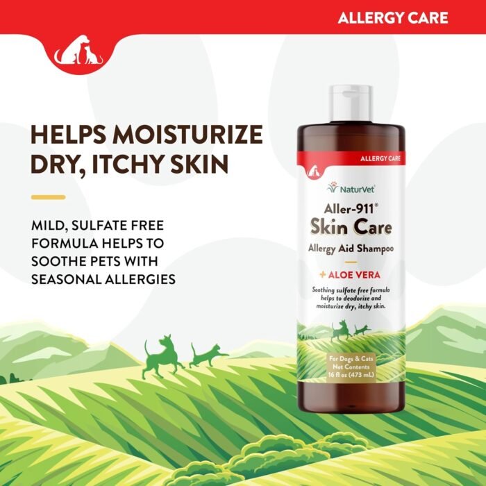 naturvet aller 911 skin care allergy aid pet shampoo with aloe vera bottle image