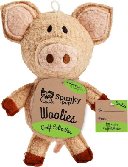 spunky pup woolies dog toy small pig image