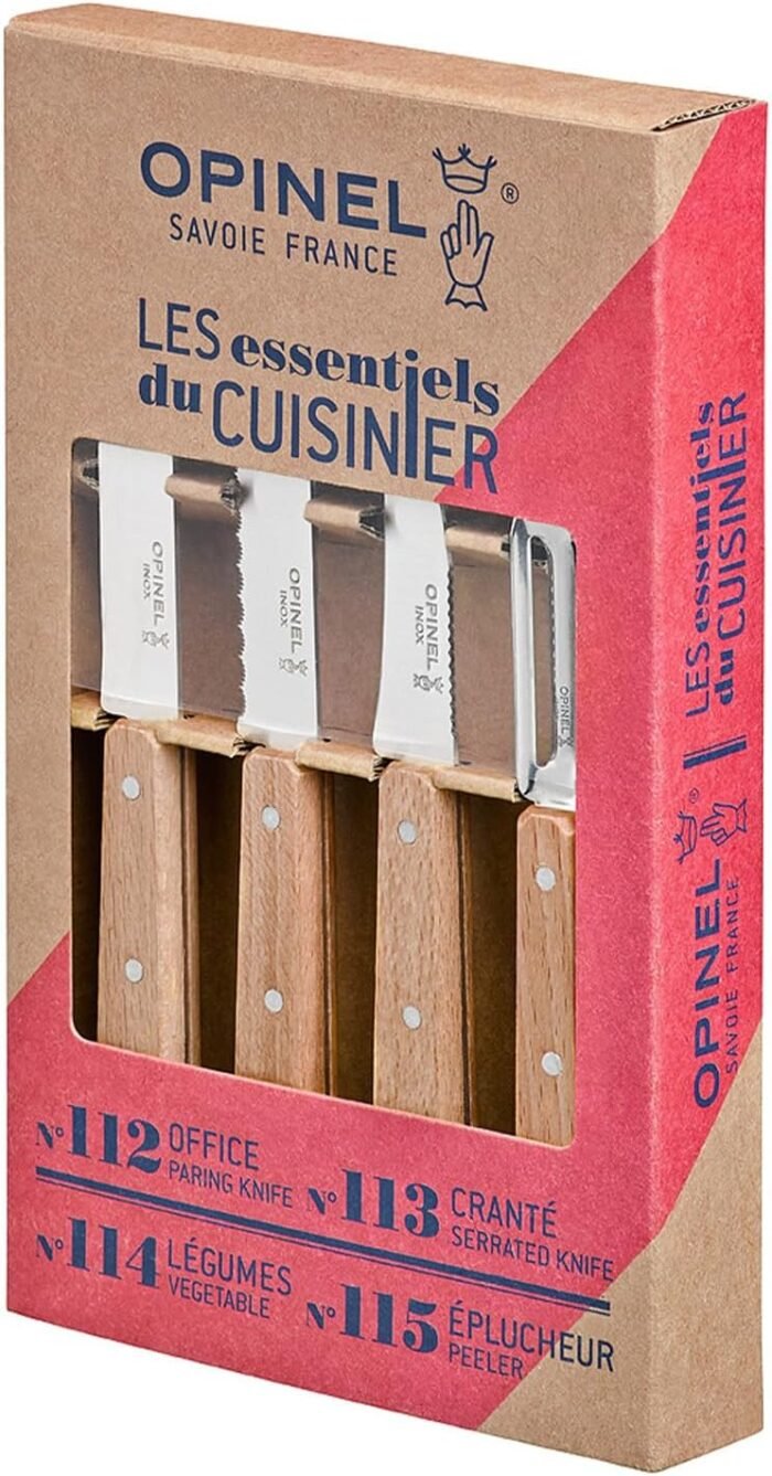 opinel essentials kitchen knives box set natural image