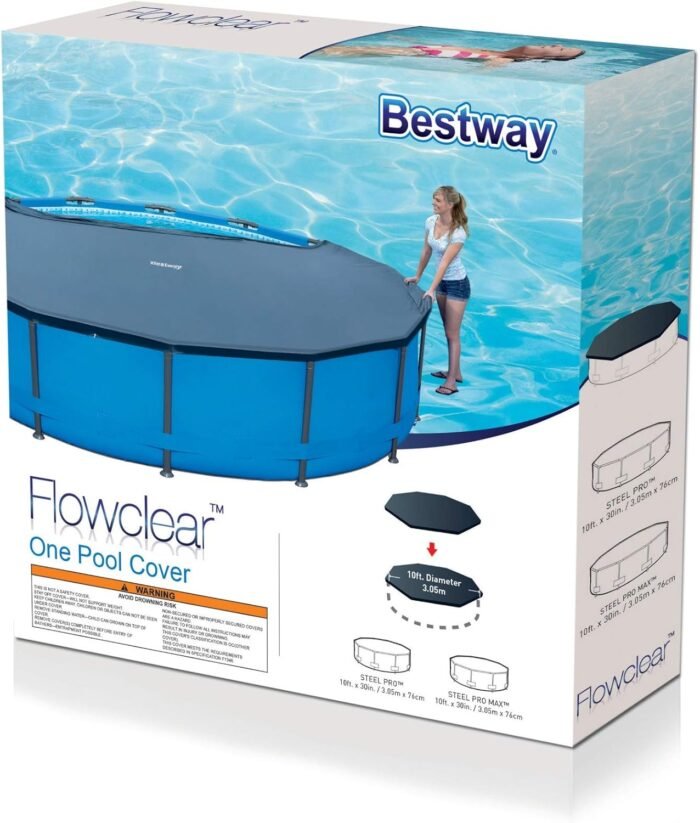 bestway flowclear 10 round pool cover black image