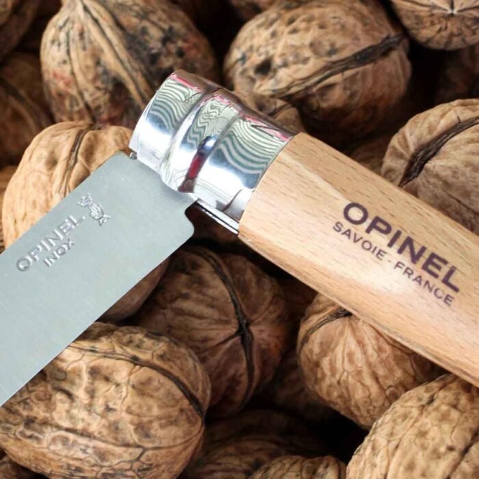 opinel no 07 stainless steel folding knife with beechwood image