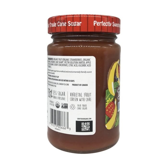 crofters orgnic strawberry banana spread bottle details image