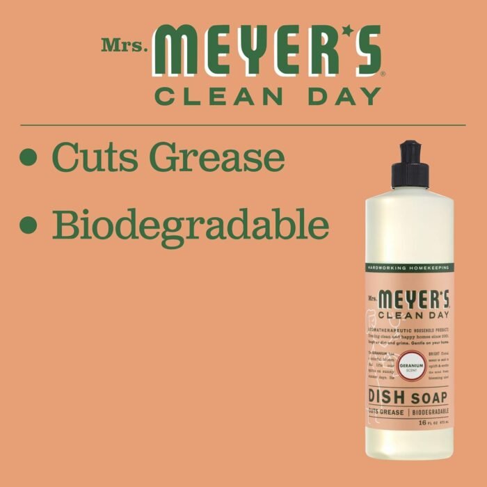 mrs meyer's liquid dish soap geranium 16 oz bottle image