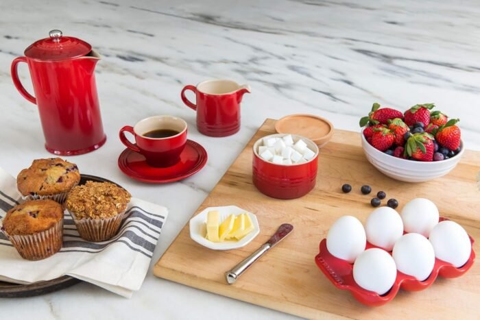 le creuset stoneware french press cerise 34 oz image