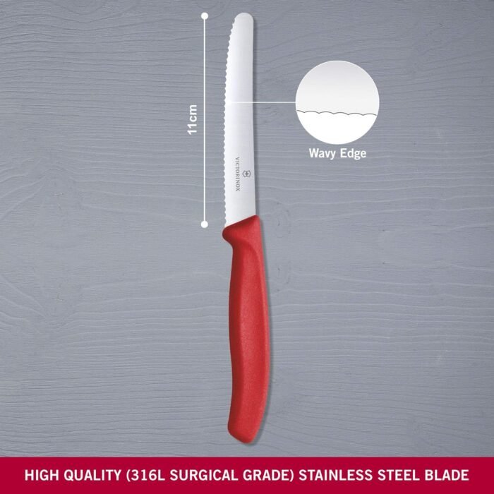 victorinox swiss classic 4.3 serrated tomato red knife image