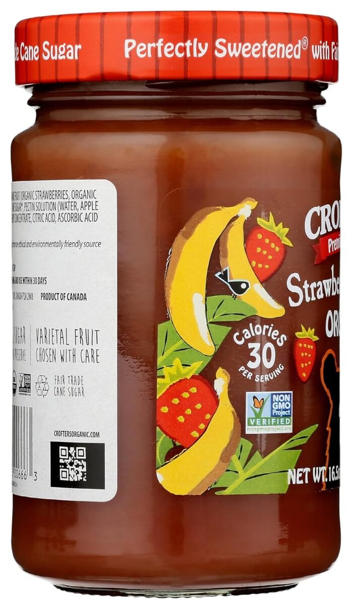 crofters orgnic strawberry banana spread bottle details image