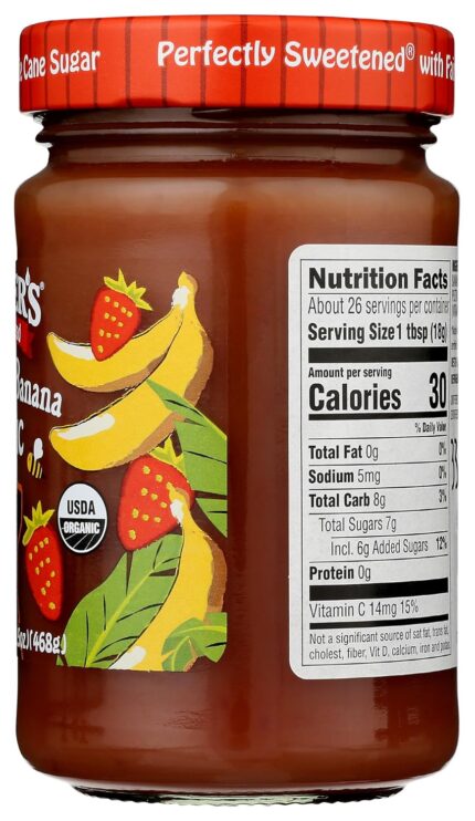 crofters orgnic strawberry banana spread bottle details image