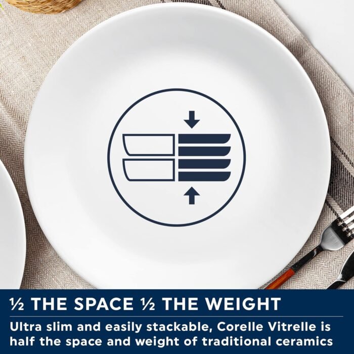 corelle 12 piece linen weave set durable glass dinnerware image