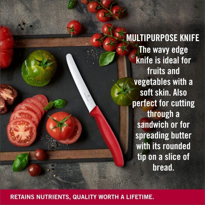 victorinox swiss classic 4.3 serrated tomato red knife image