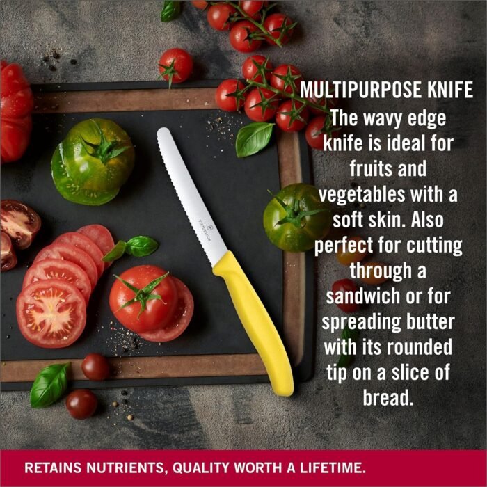 victorinox swiss classic 4.3 serrated tomato yellow knife image