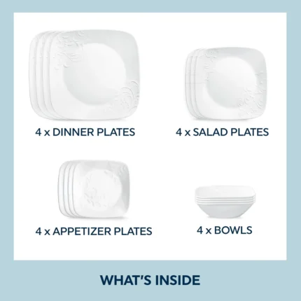 corelle cherish 16pc service for 4 white image