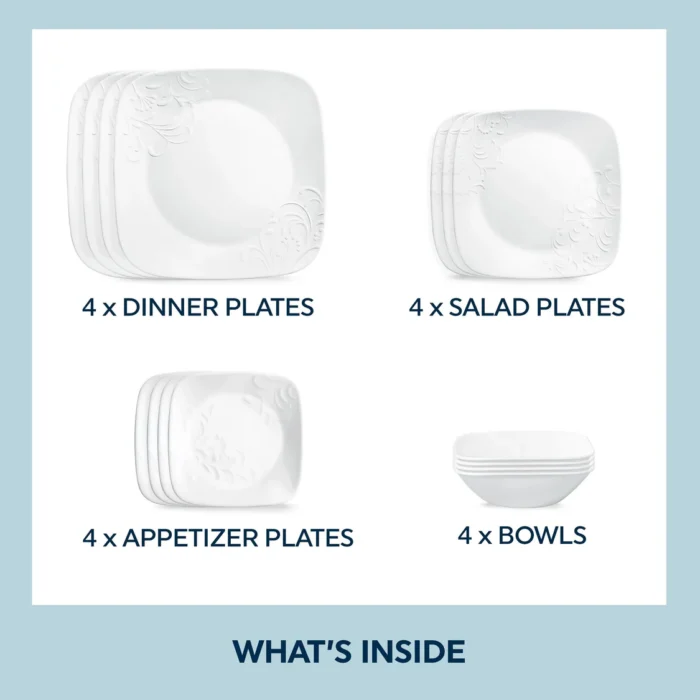 corelle cherish 16pc service for 4 white image