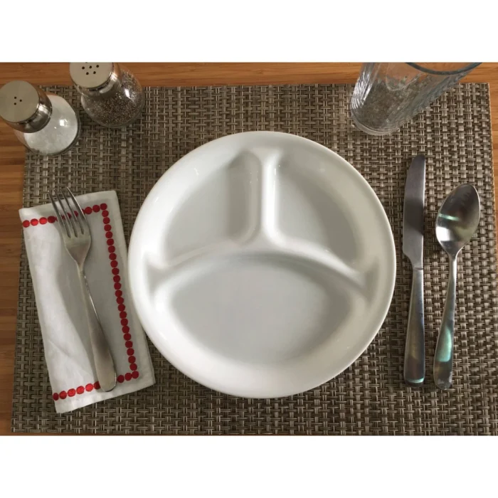 winter frost drivided plate 26 cm 10.25 inch plain white plate image