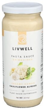 livwell cauliflower alfredo pasta sauce bottle image