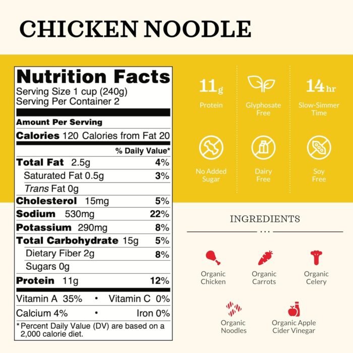 kettle & fire chicken noodle soup pack detail image