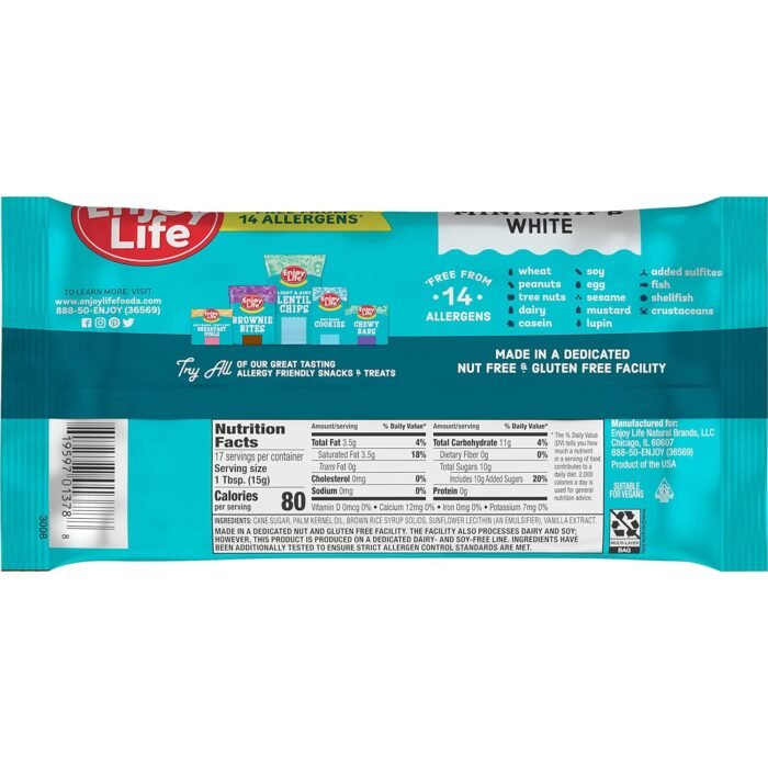 enjoy life foods mini white baking chips pack detail image